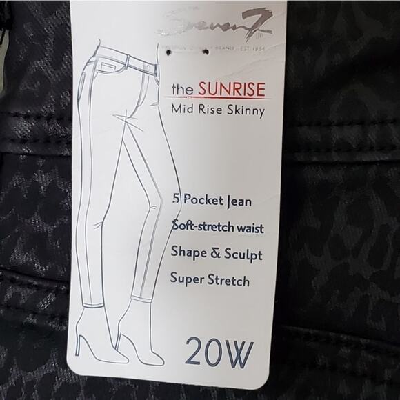 Seven7 Sunrise black leopard print mid rise skinny‎ stretch jeans 20W new!!!! - Picture 8 of 11